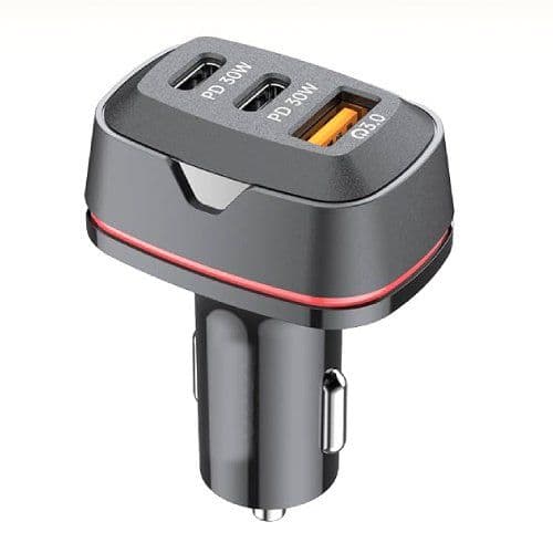 Dual USB C Car Charger, 60W PD (30W + 30W) Super Fast Charging Adapter Metal image 1
